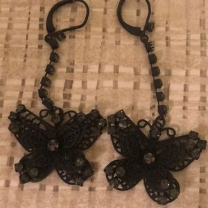 Betsy Johnson black butterfly earrings